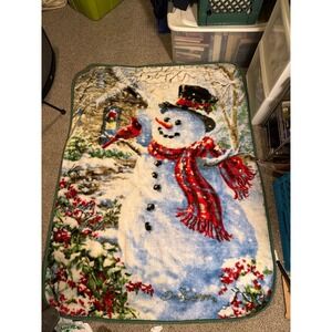 Donna Gelsinger Snowman Cardinal Christmas Fleece Throw Blanket 48x64 Holiday